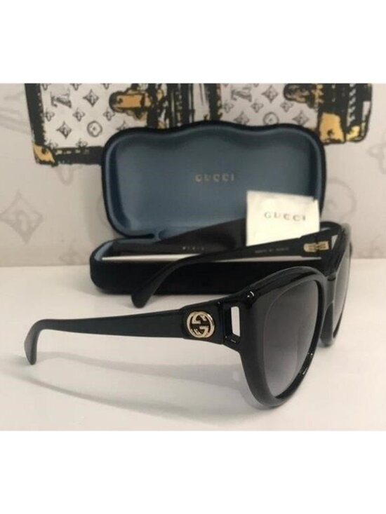 New Authentic Gucci GG0877S 001 Black Soft Cat-Eye Sunglasses Grey Gradient Lens main image 10